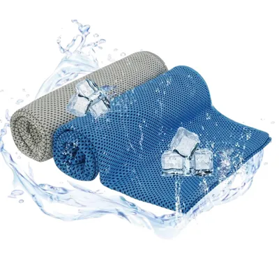 Produktbild von 2er Kühlende Handtücher, Kühlendes Sporthandtuch für Hals und Gesicht, Fitness-Handtücher, für Yoga, Camping, Training,Outdoor, 100*30cm, Blau+Grau