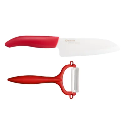 Produktbild von KYOCERA GEN RED Cut & Peel Set: Santoku-Keramikmesser mit Schäler