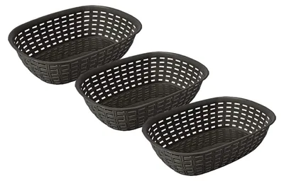 Image de Lot de 3 paniers de rangement multifonctionnels - 21,5 x 30,5 x 7,5 cm