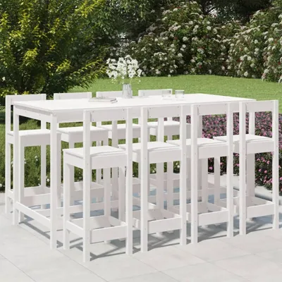 Produktbild von Design Möbel 9-tlg. Gartenbar-Set Weiß Massivholz Kiefer - 2024 Neu