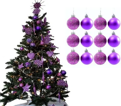 Weihnachtskugeln 12er-Pack 38 mm Lila Glitzer Matt
