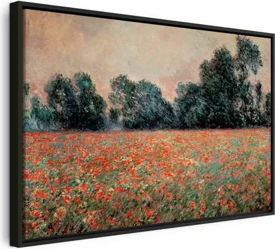 Produktbild von Italienischer Leinwand Leinwandbild - Field with wild Poppies (Claude Monet) 90x60 cm Reproduktionen l-F-15050-b-a