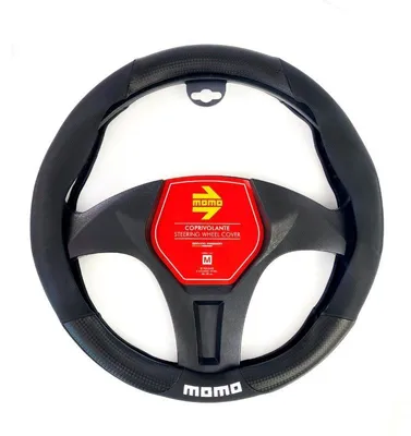 Obrázek produktu pro Momo SWC016CB Potah volantu, protiskluzový, polyuretan, Ø 38–39 cm, černý, karbonový vzhled