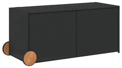 Produktbild von vidaXL Gartentruhe mit Rollen Schwarz 283L Poly Rattan