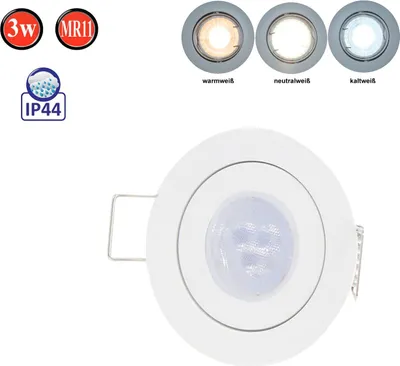 Obrázok produktu pre LED Line IP44 sada zapustených reflektorov GU4 MR11 svietidlo bodové zapustené rámové vodotesné svietidlo okrúhle biele z hliníka s päticou GU5.3 3 3W žiarovka teplá biela