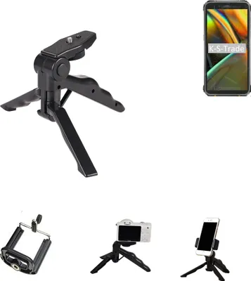 Produktbild von K-S-Trade Stativ Tisch-Ständer Dreibein Handy-Stativ Ständer kompatibel mit Blackview BV5100 Mini-Stativ Smartphone Tripod Handy-Stativ aus Plastik
