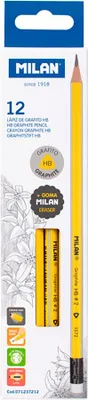 Obrázok produktu pre Ołówki trójkątne HB Milan z gumką 12 sztuk