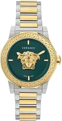 Zdjęcie produktu dla Versace VE7B00323 Medusa Deco zielony srebrny złoty zegarek damski ze stali nierdzewnej NOWOŚĆ