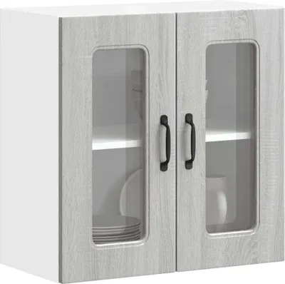 Produktbild von vidaXL Küchen-Hängeschrank mit Glastür Kalmar Grau Sonoma Holzwerkstoff
