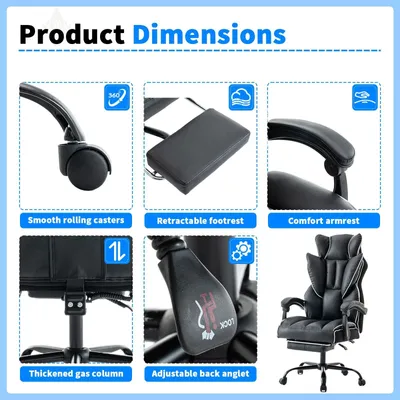 Produktbild von Bürostuhl - Schreibtischstuhl - Computerstuhl - Arbeitsstuhl - Ergonomischer Bürostuhl für große Personen - Tragfähigkeit: 180 kg