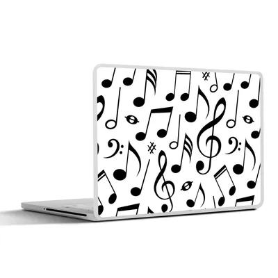 Produktbild von MuchoWow® Laptop Aufkleber Sticker Cover Musik - Muster - Schwarz und Weiß 40x30 cm - Laptop Dekoration - Selbstklebend