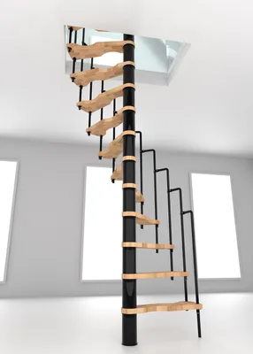 Produktbild von Minka Spindeltreppe Suono 47 - 305,5cm Geschosshöhe Buche Schwarz für 120x68cm Deckenöffnung