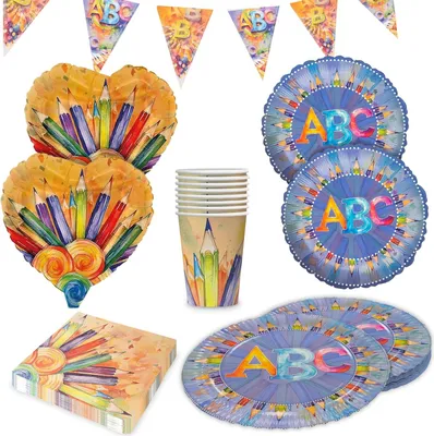 Produktbild von Back to School – Partyset 5-tlg. mit Tellern, Bechern, Servietten & Ballons