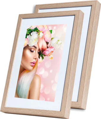Produktbild von KS15 Bilderrahmen Lifestyle Foto Rahmen Collage Holzoptik 2er 3er 5er Pack - Farbe: 2er Pack Natur | Format: 20x20