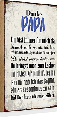 Produktbild von Holzschild Spruch 20x30cm Danke Papa du bist für mich da