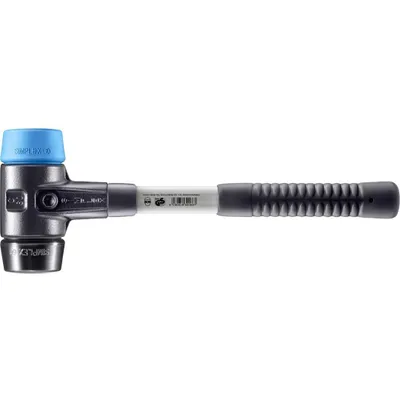 Produktbild von HALDER SIMPLEX Schonhammer Ø 60 mm TPE-soft blau / Gummi schwarz mit verstärktem Tempergussgehäuse und Fiberglasstiel