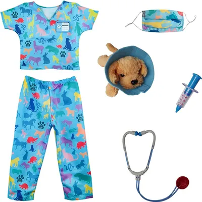 Immagine prodotto di Set da gioco veterinario per bambini - incluso cappotto, cucciolo di peluche e accessori, taglia US 5-6