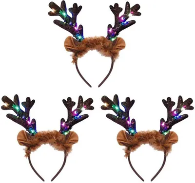 Produktbild von Unyqoos festliches LED-Stirnband mit Rentiergeweihen® zu Weihnachten und Cosplay