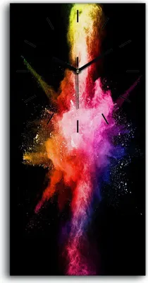 Produktbild von Wandkunst Leinwand Bild Uhr Geräuschlos 30x60 Malerei Abstrakte Kunst Bunt - schwarze Hände