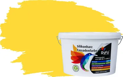Produktbild von RyFo Colors Silikonharz Fassadenfarbe Lotuseffekt Trend Zinkgelb 10l  - bunte Fassadenfarbe, weitere Gelb Farbtöne und Größen erhältlich, Deckkraft Klasse 1