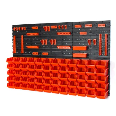 Zdjęcie produktu dla 60 pojemników do układania w stosy z półką ścienną 120 x 80 cm | panele ścienne do przechowywania półka do przechowywania