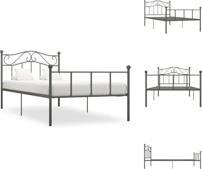 Produktbild von vidaXL Bettgestell Grau Metall 100 × 200 cm -  Betten & Bettgestelle