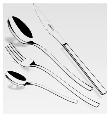 Produktbild von Génova | 24-teiliges Besteckset mit Steakmesser, Edelstahl 18/10, modernes Design, glänzend polierte Oberfläche, Dicke 2,5 mm (6 Personen), Farbe Silber