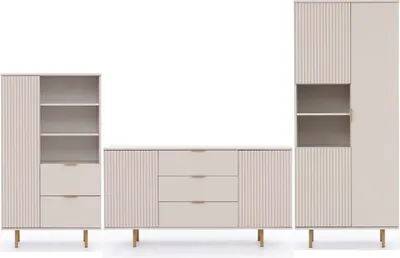 Produktbild von Marmex Möbel Regal-Set NUBIA SET 09 cashmere Wohnzimmer-Set Regal Kommode Standregal, (3-St)
