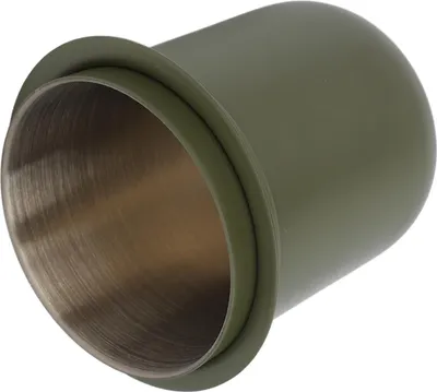 Imagen del producto de Vaso dosificador de 150 ml, 58 mm, de acero inoxidable, universal, para café en polvo, con diseño invertido y manos libres, en color verde militar, compatible con la mayoría de las máquinas de café
