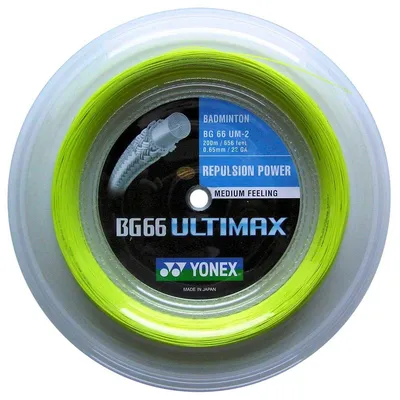 Productafbeelding van YONEX BG66 ULTIMAX badmintonbesnaarding, geel, 200 meter, 0,65 mm