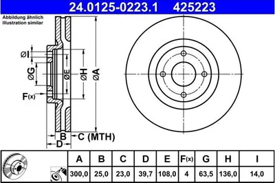 Produktbild von ATE 24.0125-0223.1 Bremsscheibe x