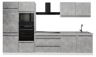 Imagen del producto de Mueble de cocina Vicco R-Line Hormigón/Blanco 340 cm encimera Mármol, Model 67359
