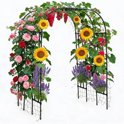 Immagine prodotto di Supporto per viti e cetrioli - Arco da giardino a forma di cupola - Struttura in metallo - Ideale per piante rampicanti - Per uso esterno - Facile da montare