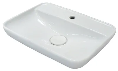 Produktbild von FACKELMANN Keramik Waschtisch HYPE 2.0 / Waschtisch aus Keramik / Maße (B x H x T): ca. 60 x 14,5 x 42,5 cm / Aufsatzwaschtisch / Waschbecken fürs Badezimmer und WC / Farbe: Weiß / Breite: 60 cm