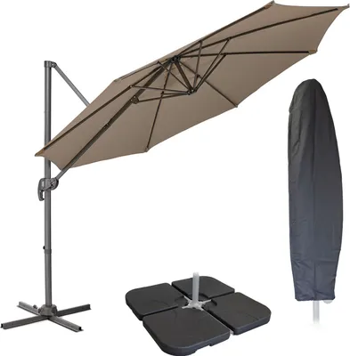 Image de SVITA Parapluie 3m avec housse de protection Poids Parasol basculant Parasol pivotant Taupe