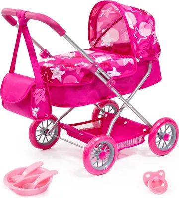 Produktbild von Bayer Design 12249AB Puppenwagen Smarty mit Tasche, Zubehör, integriertem Korb und Abdeckung