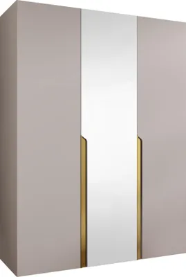 Produktbild von MIRJAN24 Kleiderschrank Mila 2 150 mit Spiegel, Schlafzimmer, Kleiderschrank, mit drei Drehturen und mit zwei Kleiderstange, Modern, Garderobenschrank (Farbe: Cashmere + Gold)