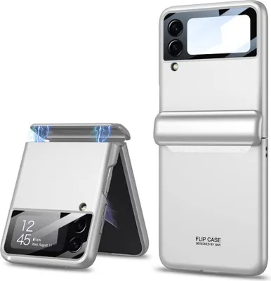 Obrázek produktu pro Pouzdro pro Samsung Galaxy Z Flip 3 5G Magnetické skládací ochrana pantu, kompletní krytí tvrdý PC pouzdro s displeje Stříbro