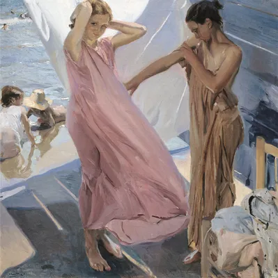 Produktbild von Legendarte - Kunstdruck auf Leinwand - Nach Dem Baden - Valencia Joaquín Sorolla - Wanddeko, Canvas cm. 60x60