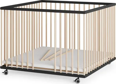 Produktbild von Laufgitter 100x100 cm mit Schlupfsprossen - schwarz/natur - Premium Kollektion