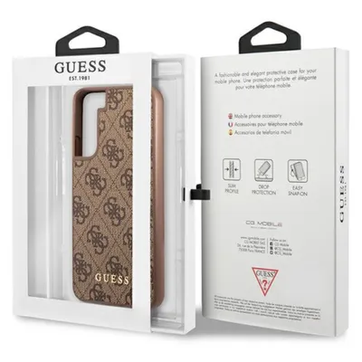 Obrázok produktu pre Puzdro Guess Guhcs23Sg4Gfbr S23 S911 - Hnedé 4G Kovové Zlaté Logo