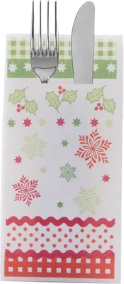 Produktbild von Sovie HORECA Weihnachtsbesteckserviette Christmas in Rot-Grün aus Linclass® Airlaid 40 x 40 cm, 100 Stück