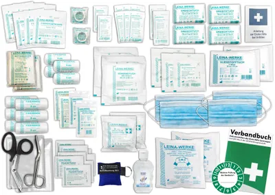 Produktbild von Komplett-Set Erste-Hilfe nach aktueller DIN/EN 13 169 PLUS 2 für Betriebe inkl. Hygiene-Gel & Notfallbeatmungshilfe