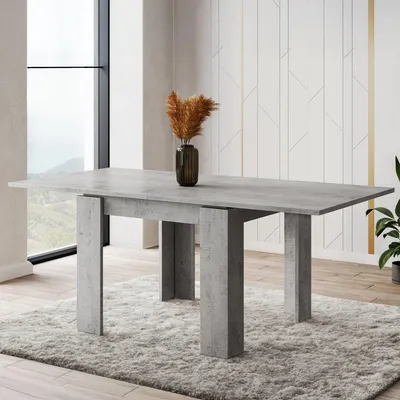 Image de Popoli - Table extensible, 180x90x78h cm Gris Ciment, extensible