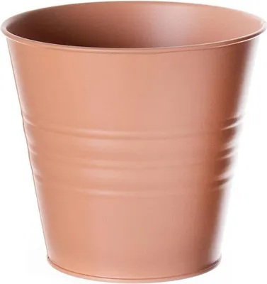 Produktbild von INNA-Glas Runder Zinktopf MICOLATO mit Rillen, Terracotta, 12 cm, Ø 13,5 cm - Zink Übertopf/Deko Topf