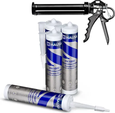 Produktbild von HAUSA High-Tack Montagekleber HK1000 400 kg/10cm? + Kartuschenpresse 4 x 290ml