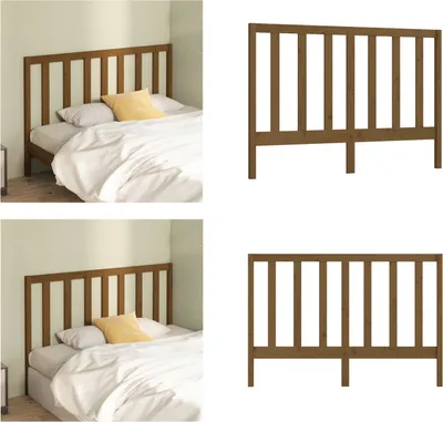 Obrázek produktu pro vidaXL Čelo postele medově hnědé 126x4x100 cm z masivního borovicového dřeva - Čelo postele - Čelo postele - Dřevěné čelo postele