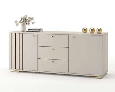Produktbild von Große Kommode mit Schubladen Fernsehschrank HANA 3S Kaschmir/Kaschmir 150, KI-generiertes Bild