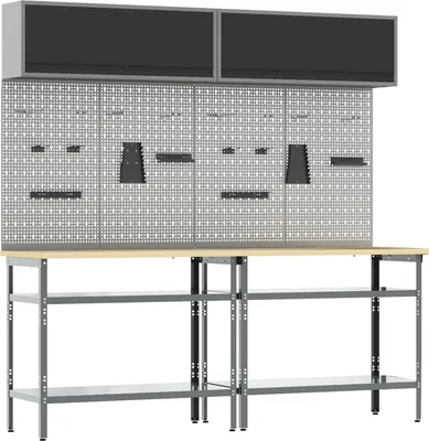 Produktbild von 8-teiliges Werkbank-Set in Grau aus Stahl, Werkbänke DesignMöbel Neu