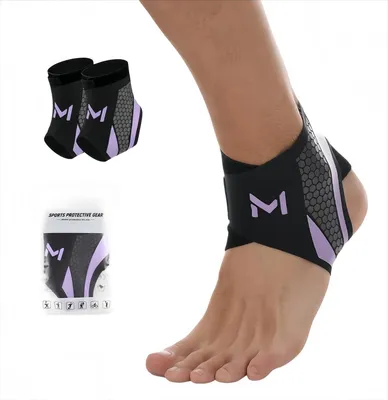 Obrázek produktu pro Nastavitelná bandáž kotníku, ideální pro každodenní použití, fitness trénink a běh – chrání vaše kotníky, 1 pár (černá/fialová)